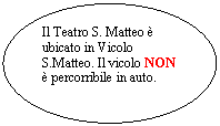 Ovale: Il Teatro S. Matteo è ubicato in Vicolo S.Matteo. Il vicolo NON è percorribile in auto.     